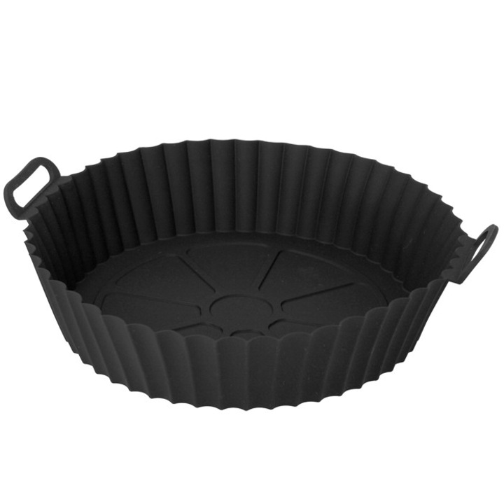 Szilikon betét Air Fryerhez, Brunbeste, 20cm, fekete, magas hőmérsékletnek ellenálló, BPA-mentes