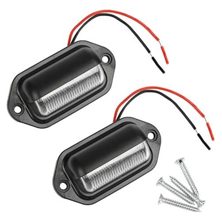 2 db LED rendszámtábla világítás készlet, 6 SMD, fehér, 6.6x3.2x2.2cm