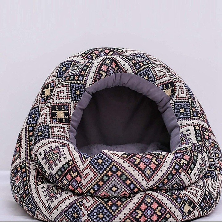 Culcus pentru animale HERUSI multicolor 44x48x48cm moale si gros