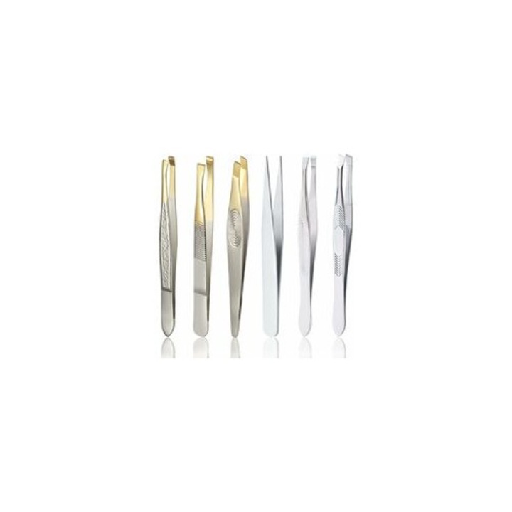 Pensete HERUSI din otel inoxidabil, ergonomice, set 5 piese, argintiu