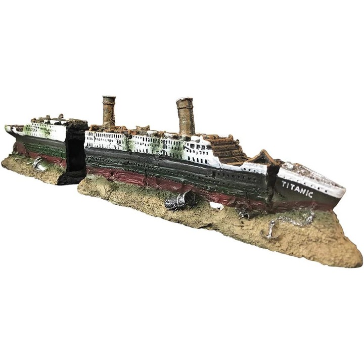 Decor acvariu HERUSI epava Titanic rasina multicolor 38x5x9cm