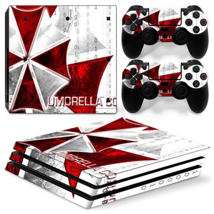 Dekoratív matricák játékkonzolhoz, PS4 Pro kompatibilis, piros/fehér