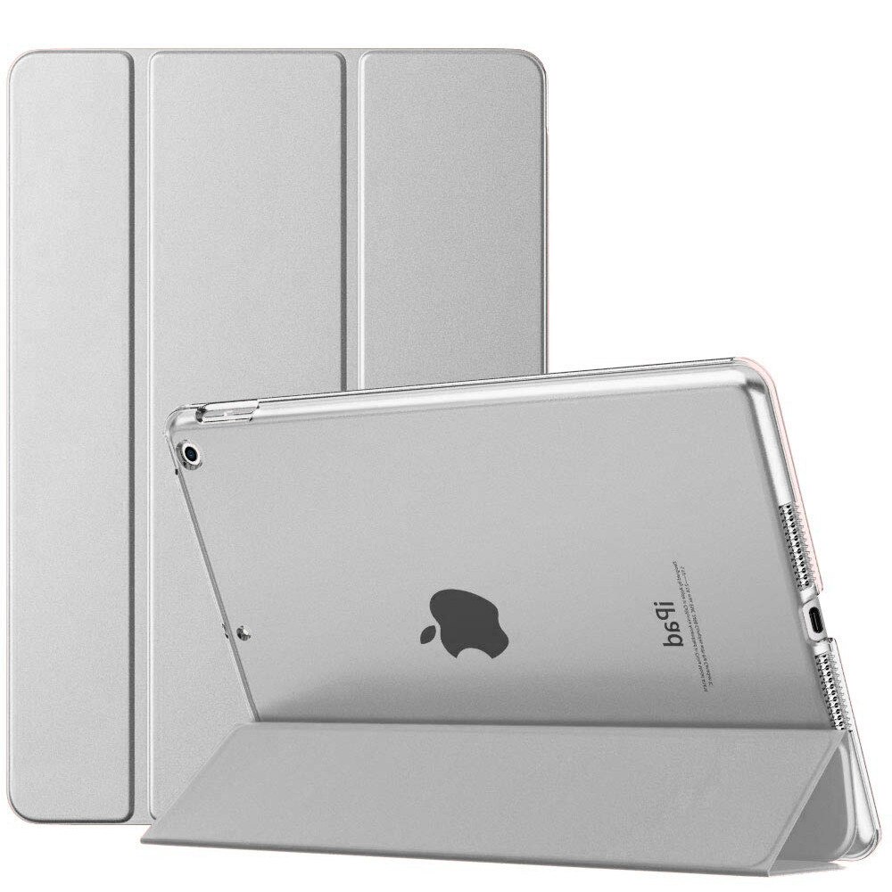 Husa tableta pentru iPad 7th Generation 10.2", piele ecologica, anti-alunecare, gri argintiu