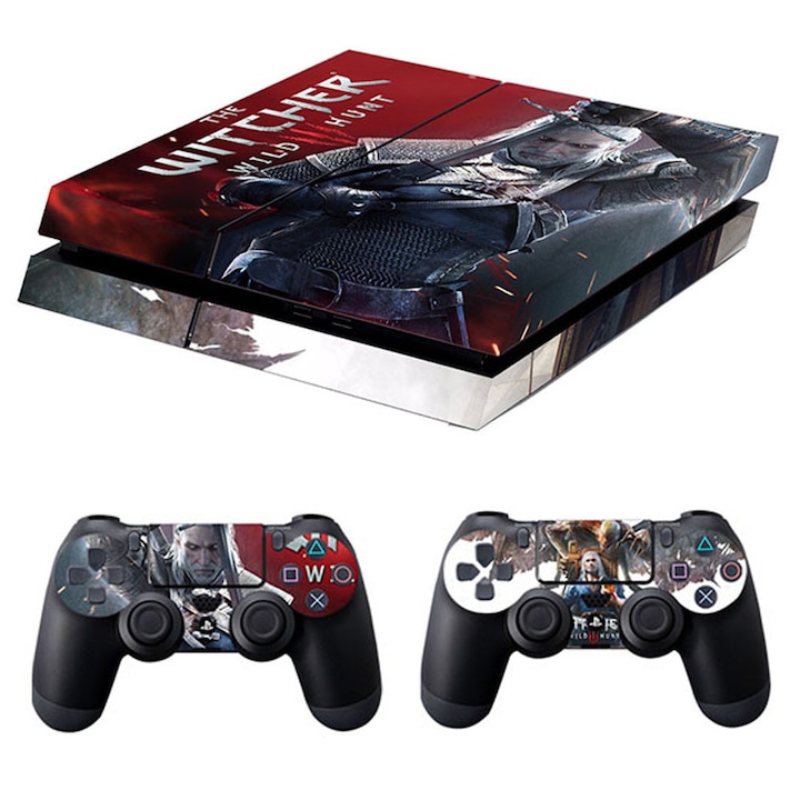 Dekoratív matricák PS4 játékkonzolhoz, Witcher 3 modell, többszínű