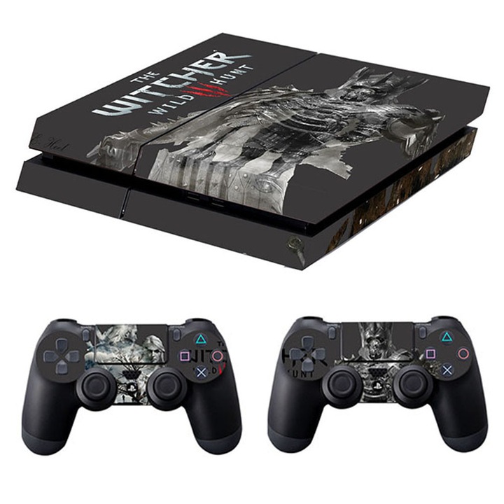 Dekoratív matricák PS4 játékkonzolhoz, Witcher 3 modell, szürke/fekete