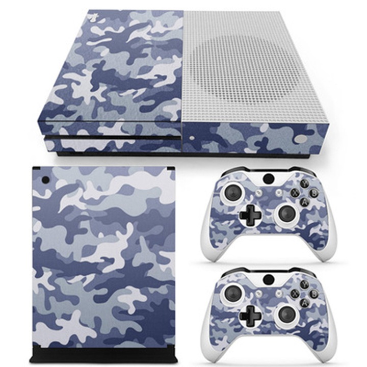 Dekoratív matricák Xbox One Slim játékkonzolhoz, álcázó minta, szürke