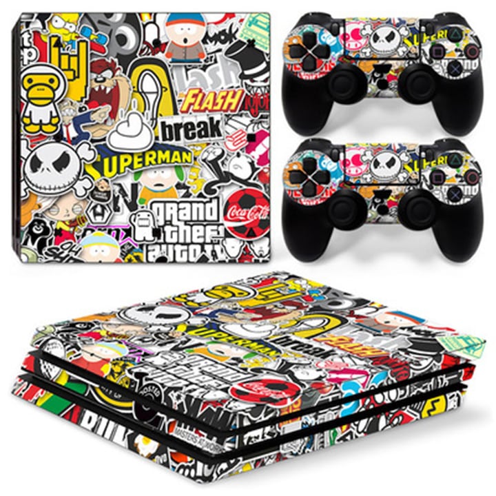 Dekoratív matricák PS4 Pro játékkonzolhoz, többszínű