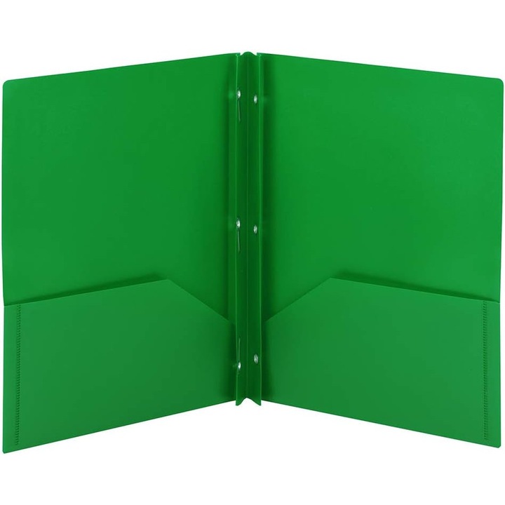 Папка HERUSI, 3 бр., зелена, 24.8x29.2см, 2 джоба, метални захващания с 3 отвора