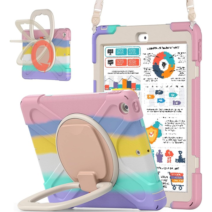 iPad 9/8/7 tok iPad 10.2 2021/2020/2019-hez, tok ceruzatartó fogantyúval és vállpánttal iPad 10.2"-hez