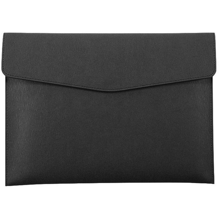 HERUSI A4 dokumentumtartó PU bőr fekete 33x24cm nagy kapacitású vízálló