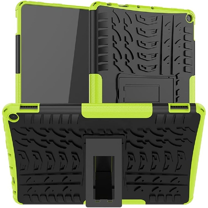 Herusi HD 10 Plus 11. generációs táblagép tok, zöld, állvánnyal és védelemmel, 10.1inch