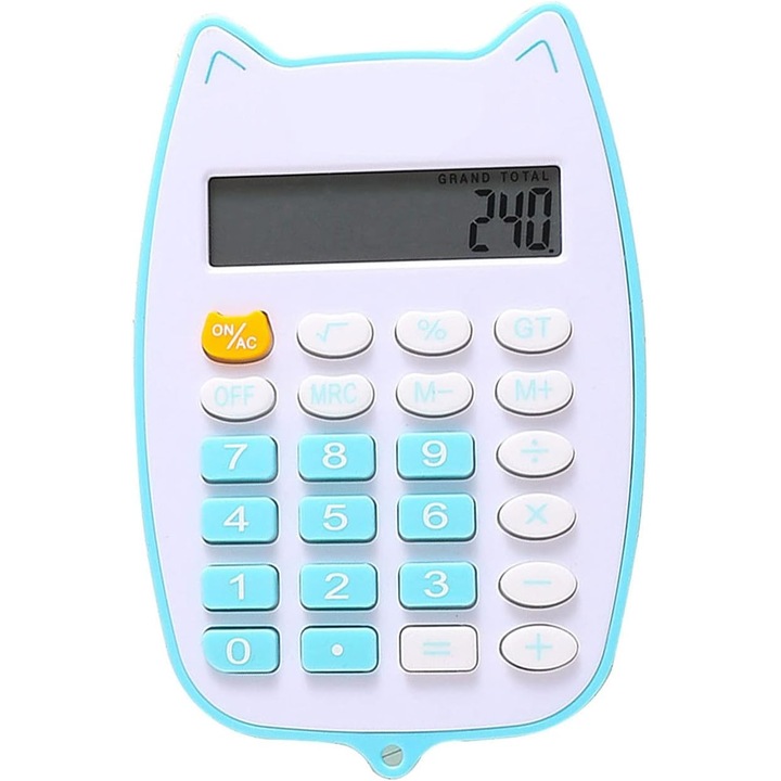 Calculator de birou HERUSI mini portabil, negru albastru, 12 cifre