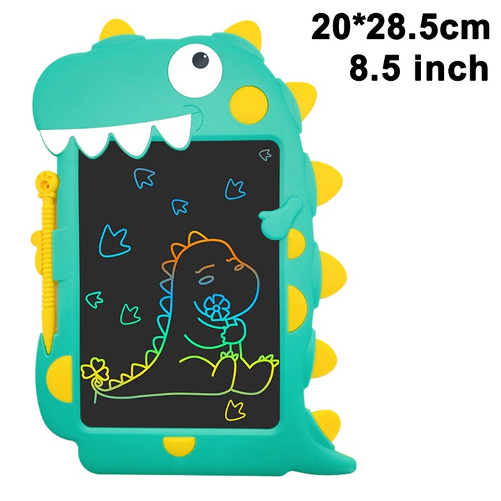 Tableta de scris LCD Herusi, dinozaur verde, 28.2x20x0.6cm