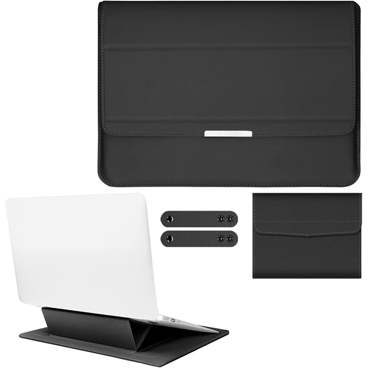Herusi laptop tok 13-13.5 inch, PU bőr rózsaarany, összecsukható állvány, vékony könnyű