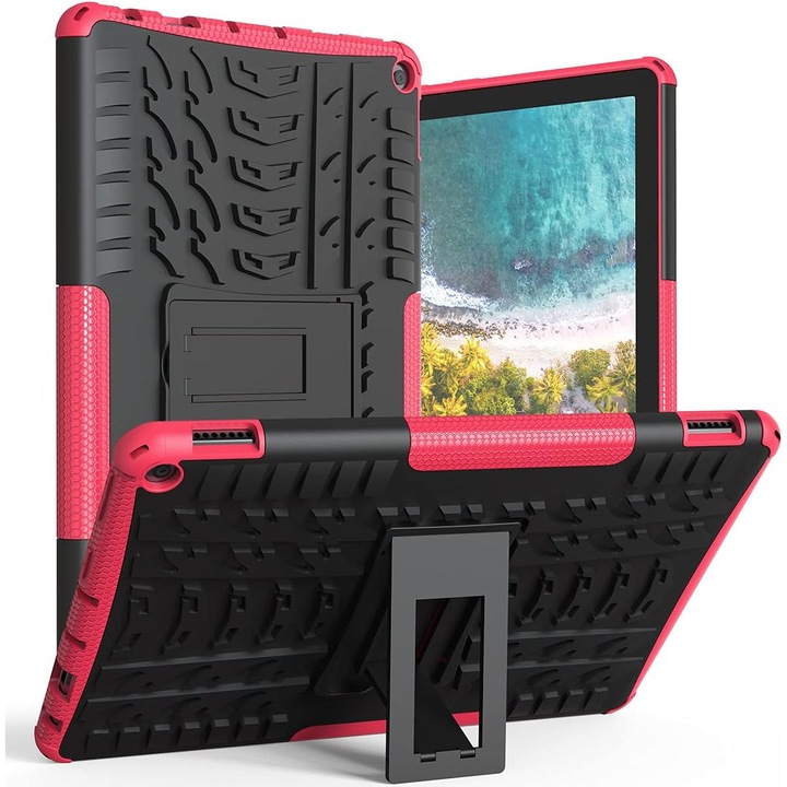 HERUSI Fire HD 10 2021 tablettok, dupla rétegű, rózsaszín, 25x17cm