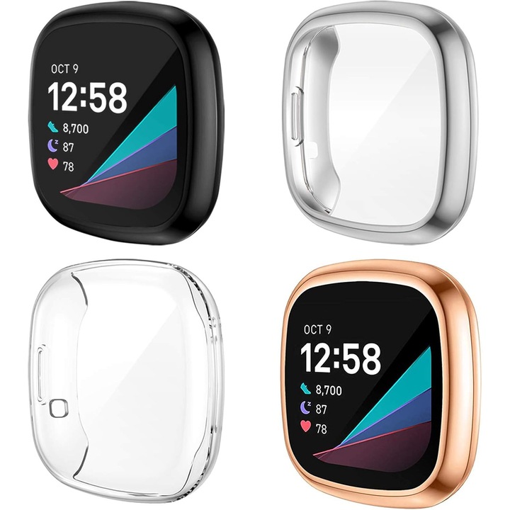 Комплект от 4 защитни калъфа HERUSI за Fitbit Sense Versa 3, TPU, многоцветни