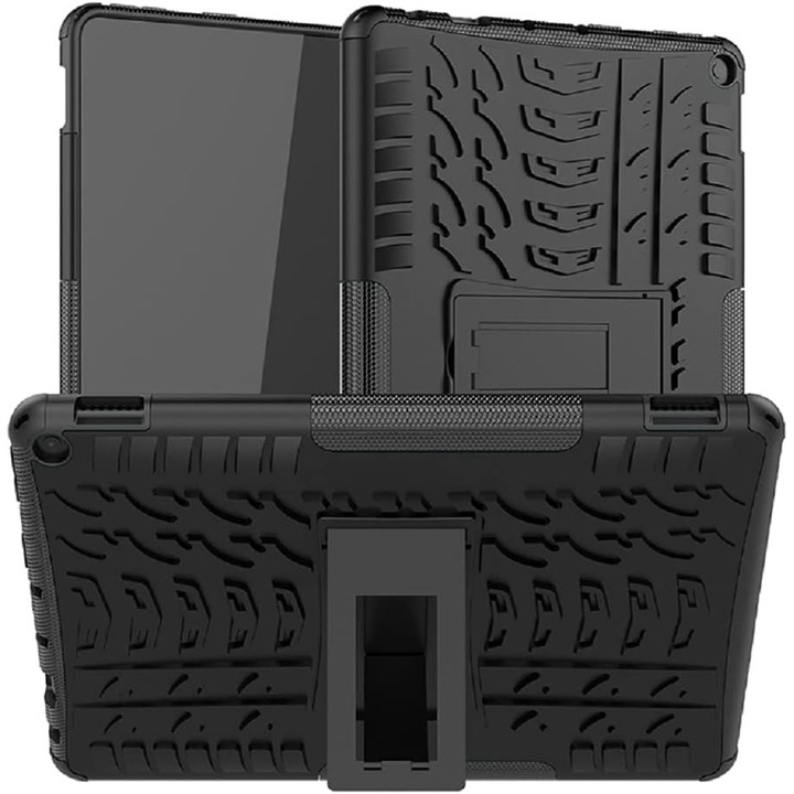 Herusi HD 10 Plus 11. generációs tablet tok, fekete, robusztus kitámasztóval