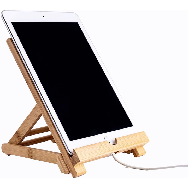 Suport tableta pliabil bambus natural HERUSI 4-10 inch portabil