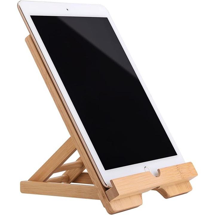 Suport tableta bambus HERUSI pliabil portabil 4-10 inch natural