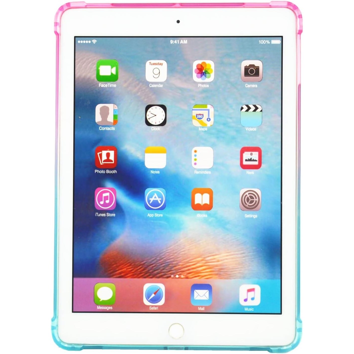 Husa tableta HERUSI pentru iPad 9.7 5th 6th Gen TPU gradient roz-verde slim 9.7inch