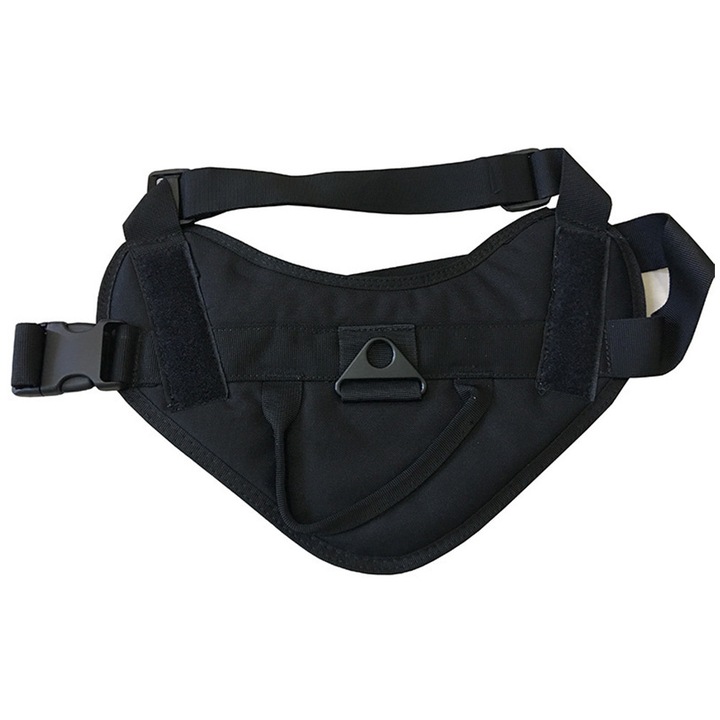 Taktikai mellény nagy kutyáknak, kiképző heveder, fekete, szett