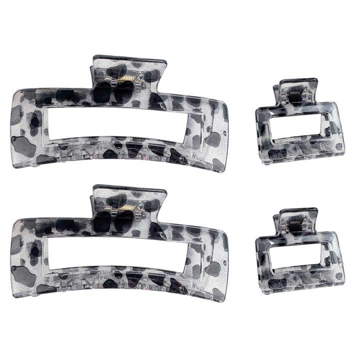 Akril leopárdmintás karmcsat, 2 darab, vékony cápa hajcsat, nagy hajcsat, a tarkóra