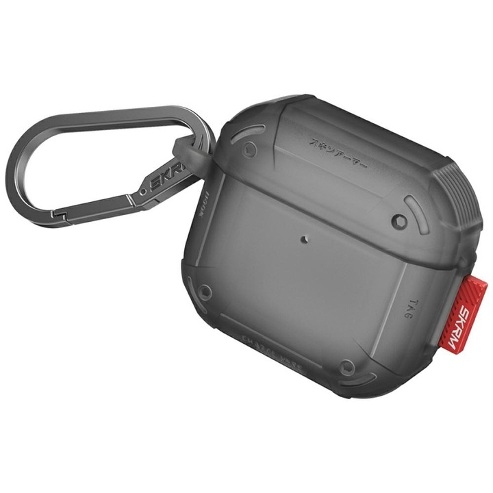 AirPods 4 tok, Skinarma 360 fokos védelemmel, szürke színű, TPU anyagból