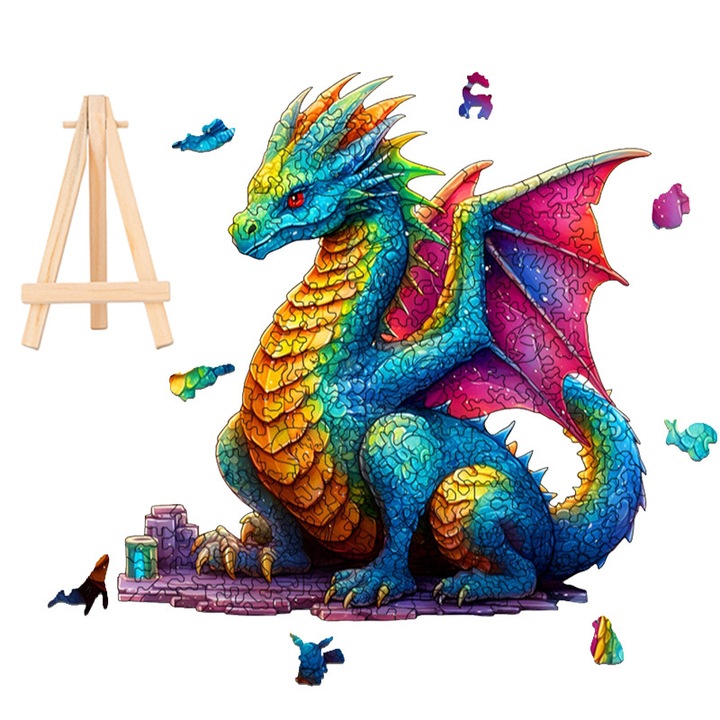 Дървен пъзел, Летящ дракон, за деца и възрастни, 210 части, А3, Многоцветен