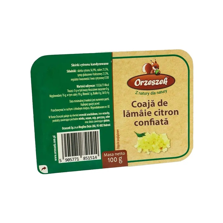 Coaja de lamaie citron confiata 100g Orzeszek