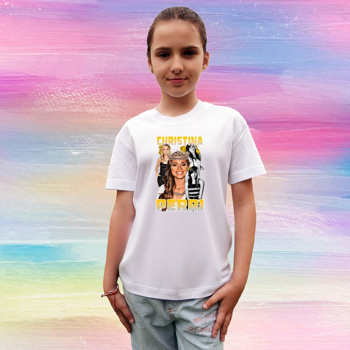 Tricou copii artist trupa Ariana Grande - Elegant Style, Alb