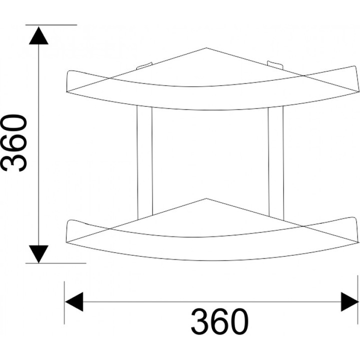 Sarokpolc Inter Ceramic Alba ICA 1002 B, Dupla, Króm