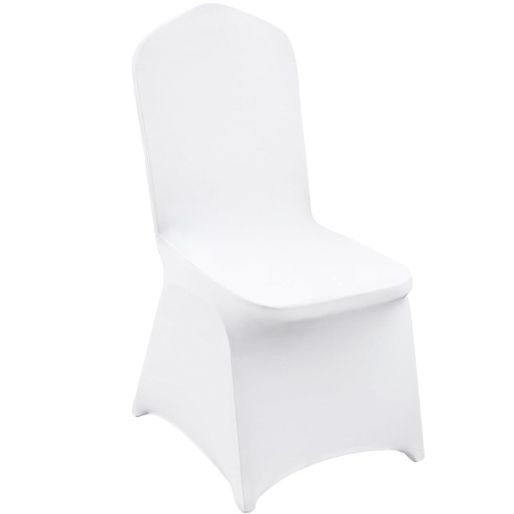 Set 12 Huse Scaun, ZGGZERG, Huse pentru scaune elastice, Material respirabil, Durabil, Fara decolorare, Fara minge, Moale si confortabil, Usor de curatat, Masina de spalat, Pentru bucatarie, sufragerie, hoteluri, Poliester, 40-50cm, Alb