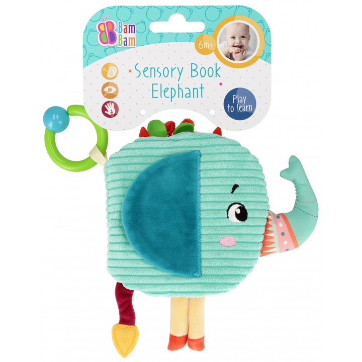 Carte moale senzoriala pentru bebelusi 16x18x5 cm multicolor