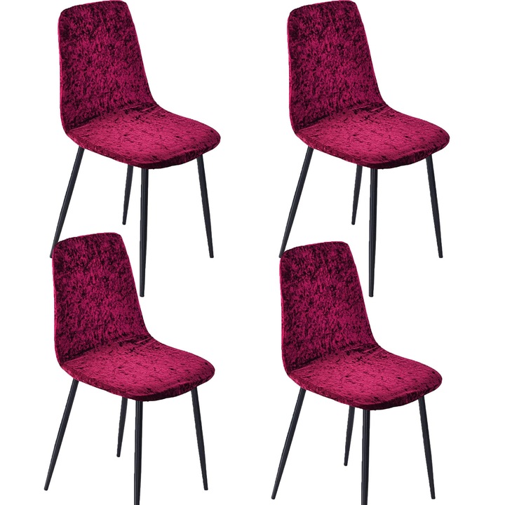 Set 4 Huse Scaun, ZGGZERG, Huse pentru scaune elastice, Material respirabil, Durabil, Patru anotimpuri, Fara minge, Moale si confortabil, Usor de curatat, Masina de spalat, Pentru bucatarie, sufragerie, hoteluri, Poliester, 38-43cm, Rosu-vin