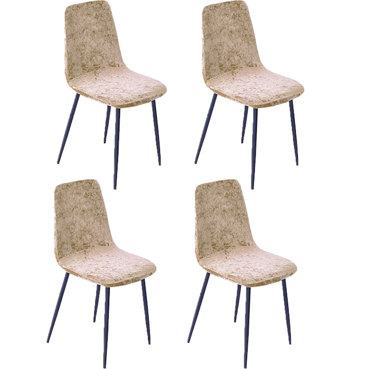 Set 4 Huse Scaun, ZGGZERG, Huse pentru scaune elastice, Material respirabil, Durabil, Patru anotimpuri, Fara minge, Moale si confortabil, Usor de curatat, Masina de spalat, Pentru bucatarie, sufragerie, hoteluri, Poliester, 38-43cm, Sampanie