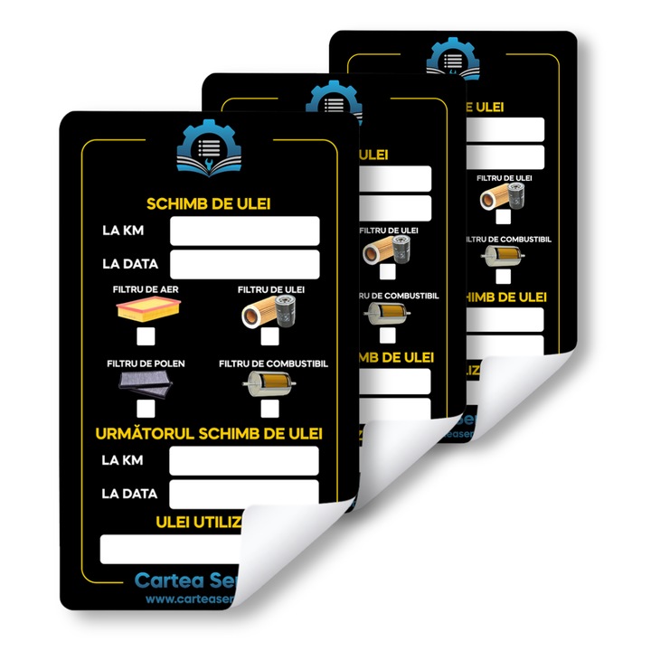Set 3 Etichete Autocolante Revizie / Schimb Ulei – 6x10cm