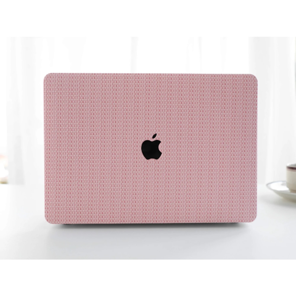 Carcasa Hard Shell cu textura de tesatura pentru MacBook Air 13 (2022/2023/2024/2025) Seria M (M4/M3/M2) (A2681/A3113/A3240), Husa & Protectie MacBook, Roz