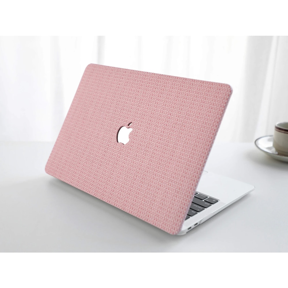 Carcasa Hard Shell cu textura de tesatura pentru MacBook Air 13 (2022/2023/2024/2025) Seria M (M4/M3/M2) (A2681/A3113/A3240), Husa & Protectie MacBook, Roz