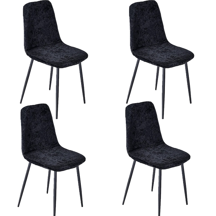Set 4 Huse Scaun, ZGGZERG, Huse pentru scaune elastice, Material respirabil, Durabil, Patru anotimpuri, Fara minge, Moale si confortabil, Usor de curatat, Masina de spalat, Pentru bucatarie, sufragerie, hoteluri, Poliester, 38-43cm, Negru