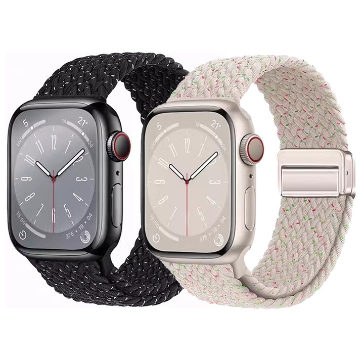 2 db-os mágneses záródású szíjkészlet, Mugim, Apple Watch Ultra okosórákkal kompatibilis, 10, 9, 8, 7, 6, 5, 4, SE, SE2, 38/40/41/42 mm kijelző, állítható sport nejlon, légáteresztő, csillagok
