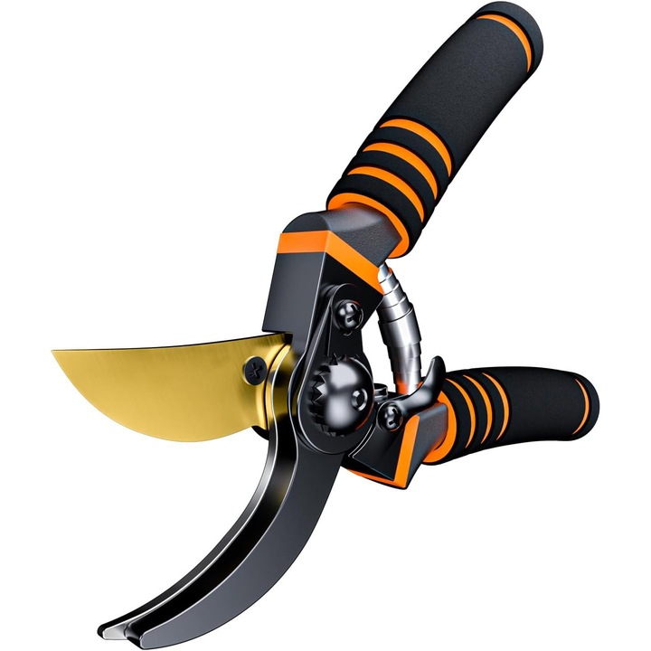 Kerti olló, PsAyl®, Titán acél, növényekhez, sövényekhez és virágokhoz, Fekete