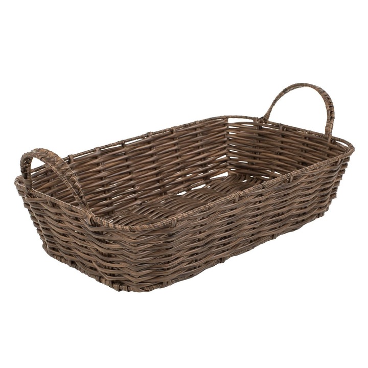 Cos servire dreptunghiular maro 33.5x22x8cm, cu manere asortate