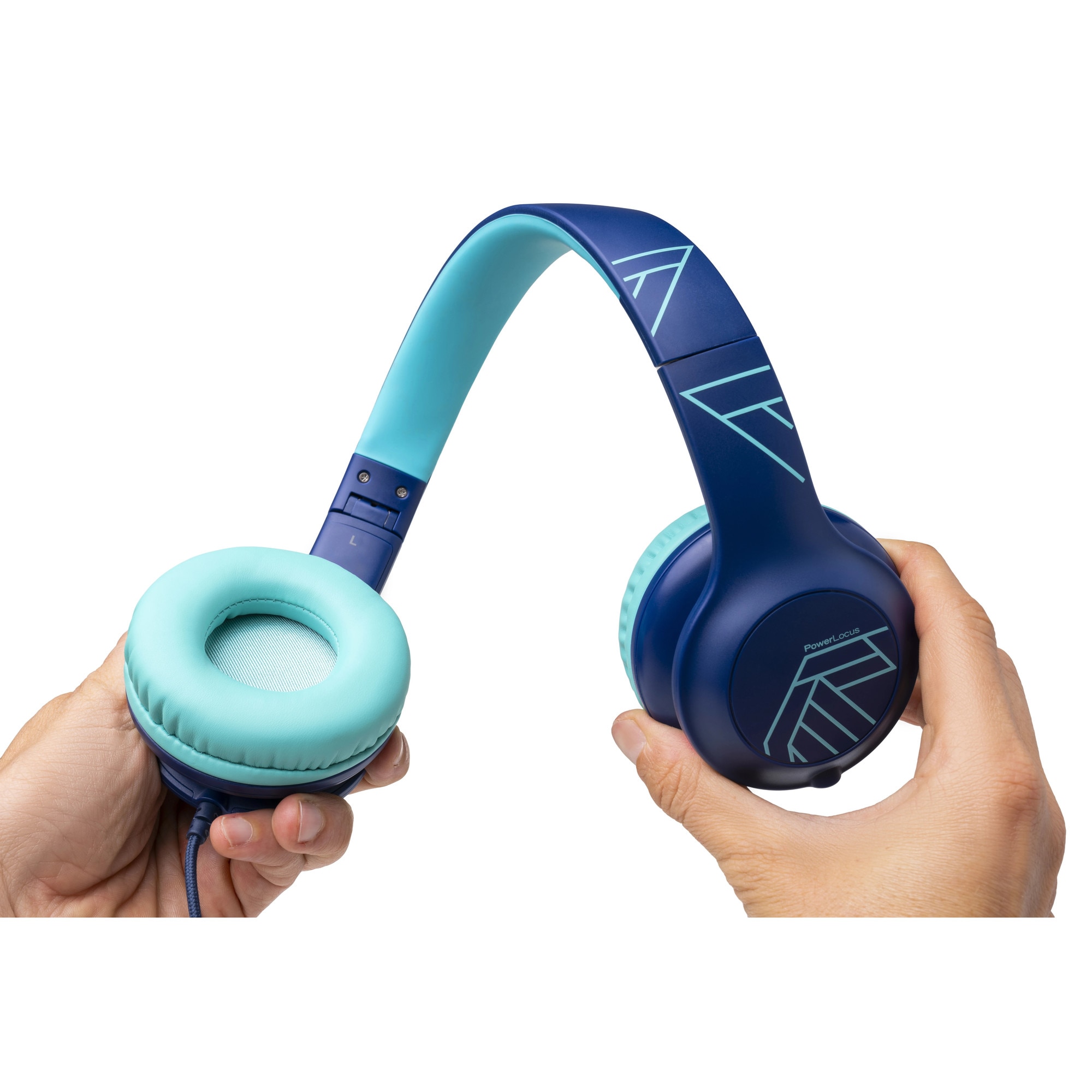 Casti Audio pentru Copii, PowerLocus PLED Wired, Cu Volum Limitat, Albastru