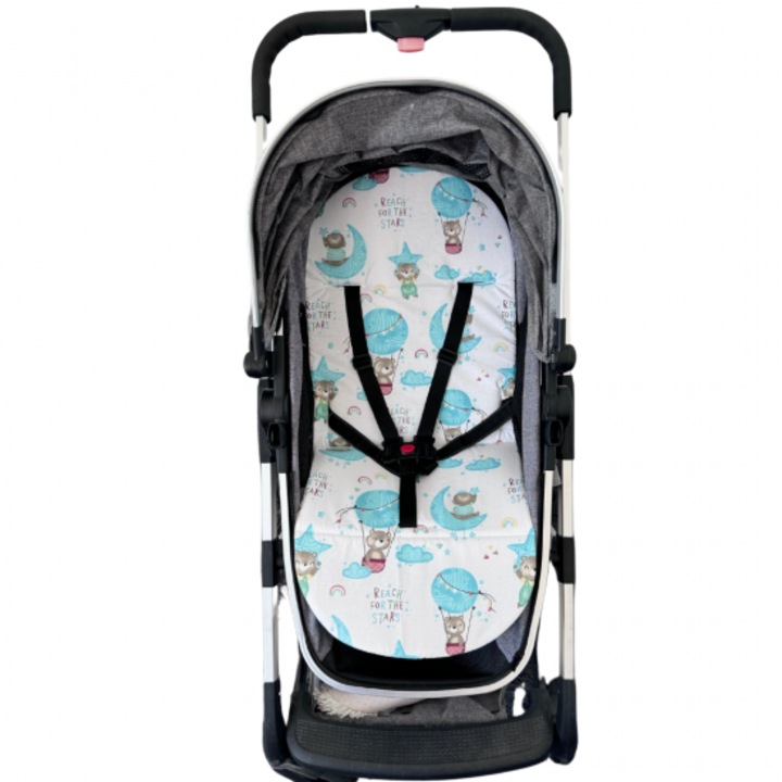 Reductor pentru cărucior Kapinka, plasă 3D respirabilă, Lux, Baloane mentă