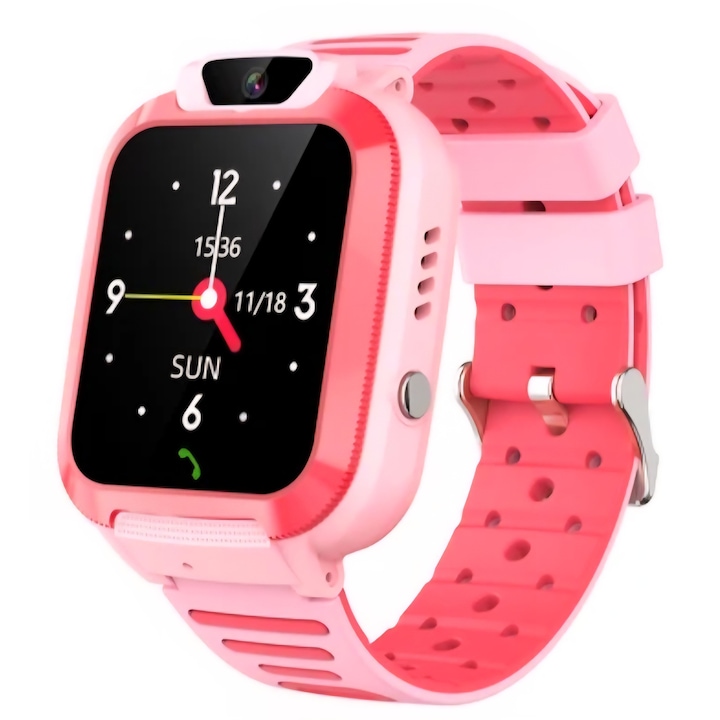 Ceas smartwatch copii, Valdus W11, 4G, functie telefon, pozitionare WiFi+LBS, buton SOS, camera frontala HD, roz