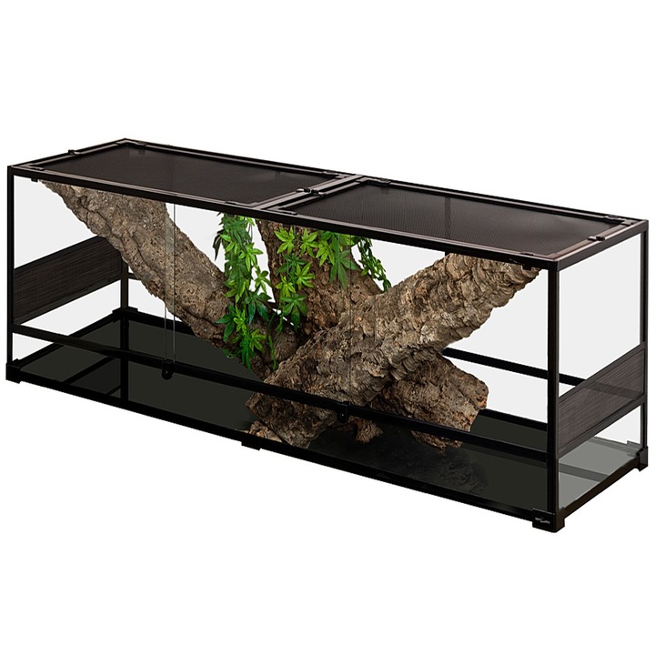 Terrárium, Repti-Zoo, RK sorozat 180×60×60, teknősökhöz, kétéltűekhez, vízálló, zárható, fekete, XL méret