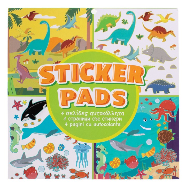 Carte cu Autocolante, Sticker Pad, Animale, Multicolor, 25x25cm