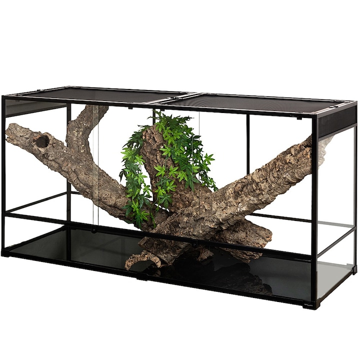 Terrárium, Repti-Zoo, RK sorozat 150×60×60, hüllőkhöz, kétéltűekhez, vízálló, zárható, fekete, XL méret