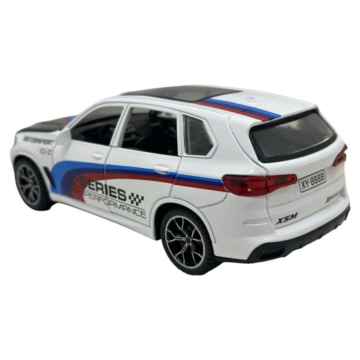 Macheta Bmw X5 alb scara 1:24 deschide toate usile portbagajul si capota motorului