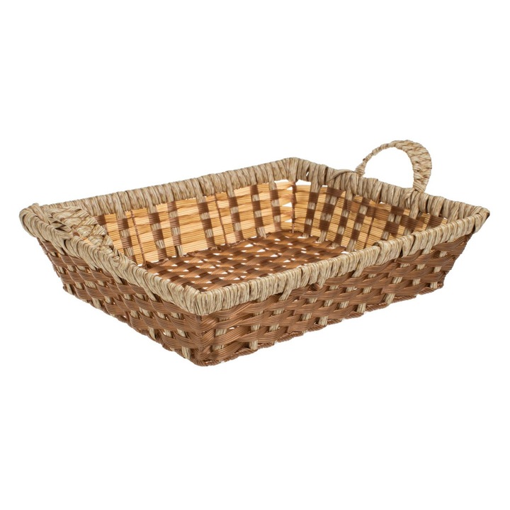 Cos decorativ de bucatarie impletit cu manere 37x30x9cm